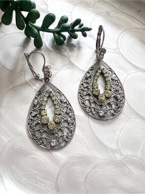 Sorrelli Lemon Zest Teardrop Filigree Earrings